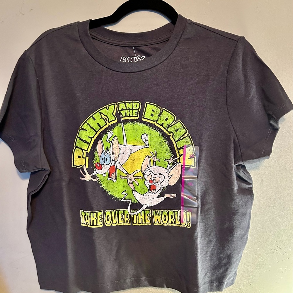 Women’s Pinky and the Brain short sleeve graphic crop top XXL